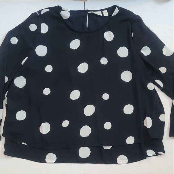 NWOT Chico's Sheer Black with white polka dots - Picture 2 of 16